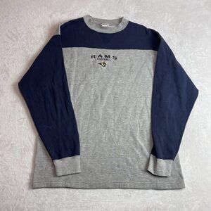 St. Louis Rams Football Men's Grey Long Sleeve Sweatshirt Size XL 90s Vintage